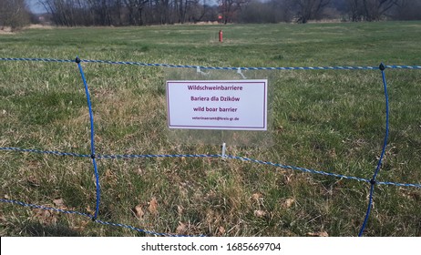 Goerlitz GERMANY - March 28 2020: Boar Protection Fence Against The African Swine Fever In Görlitz On The Border With Poland