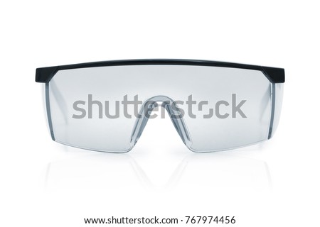 Goggles or Safety Glasses. Protective workwear to protect human eyes. Single object isolated over a white background.