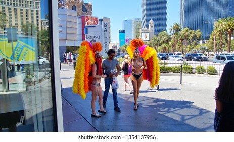 Gogo Dancers Welcomming Man To A Club. Las Vegas, Nevada 2nd June 2018