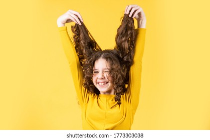 Going Crazy. Happy Girl With Long Windy Hair. Healthy And Strong Hair. Good Shampoo Or Lotion. Hairdresser Beauty Salon. Strong And Healthy Hair Concept. Small Child Long Hair. Kidding Around.