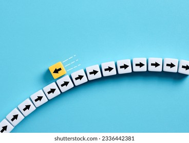 Going to the opposite direction. Standing out from the crowd. Difference, individuality and creativity. Following your own way.