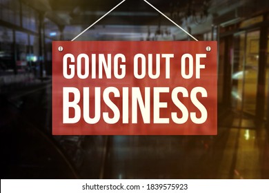 Going out of Business sign of a restaurant, cafe bar, or pub. Concept of indefinite closure, suspension, bankruptcy or going out of business. - Shutterstock ID 1839575923