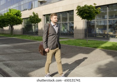 going to work in an elegant suit in spring in the city