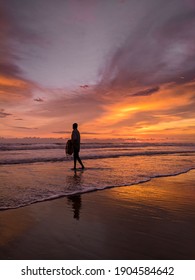 going to work at evening in the sea