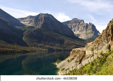 Going-to-the-sun Road Winding Around St. Mary Lake, Glacier National Park