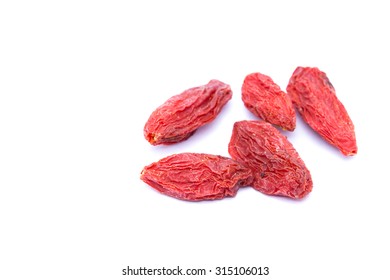 Goji Berries Isolated On White.