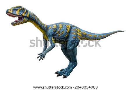 Gojirasaurus is a dubious genus of coelophysoid theropod dinosaur from the Late Triassic, Gojirasaurus isolated on white background with clipping path