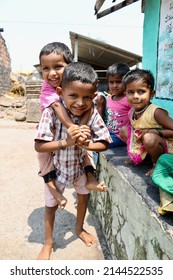 Gokak, Belgaum, Karnataka, India - April 7 2022:  A selective focus of south Indian village kids.