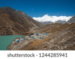 Gokyo village with Gokyo lake and snow mountain in background on everest base camp trekking route region,Nepal