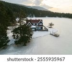 Golcuk Lake National Park in the Winter Season Drone Photo, Golcuk Bolu, Turkiye (Turkey)