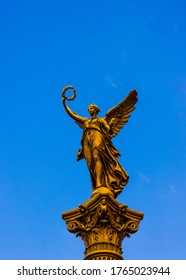 Gold Angel Statue In Front Of Rudolfinum Concert Hall Prague Czech Republic Date October 2018