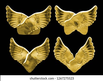 Gold Angel Wings Isolated.This Has Clipping Path.