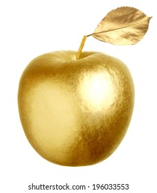 Gold Apple Isolated On White Background