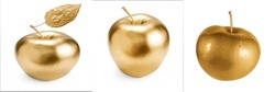 Gold Apple On White Background