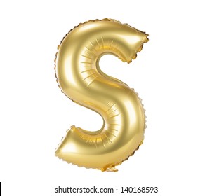 Gold Balloon Font Part Of Full Set Upper Case Letters, S