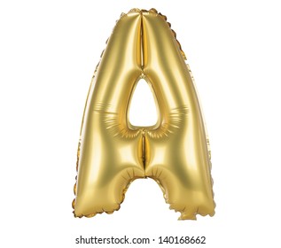 Gold balloon font part of full set upper case letters, A