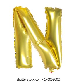 Gold Balloon Font Part Of Full Set Upper Case Letters N