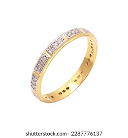 Gold band ring with diamonds - Shutterstock ID 2287776137