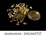 Gold bar gold coin money investing economy assets                              