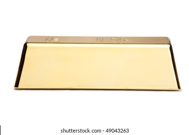 A Gold Bar Isolated On White Background