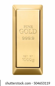 Gold Bar Isolated On White Background.