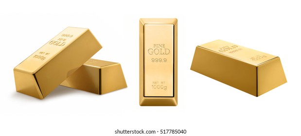 Gold Bar Isolated On White Background.