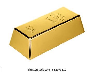 Gold Bar Isolated On White Background.