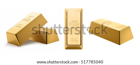 Gold bar isolated on white background.