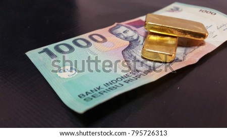 Gold Bars Affect Indonesian Rupiah Idr Stock Photo Edit Now - 