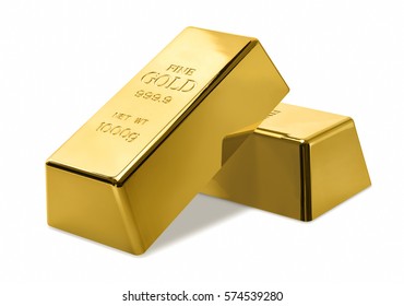 Gold bars isolated on white background. Financial concept.
