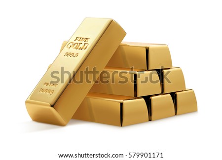 Gold bars isolated on white background. Financial concept.
