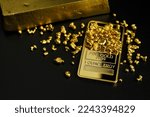 Gold bars gold nuggets 999 precious metal investing money                               