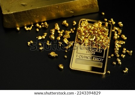 Gold bars gold nuggets 999 precious metal investing money                               