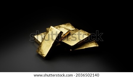 Gold bars on dark background. Represent business and finance concept idea
