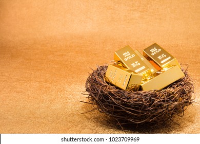 Gold Bars On Nest Concept Of Looking After Your Investment