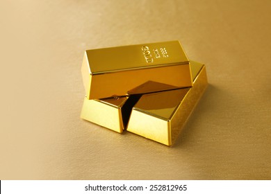 Gold Bars On Table Close-up