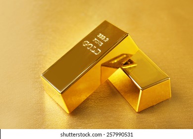 Gold Bars On Table Close-up