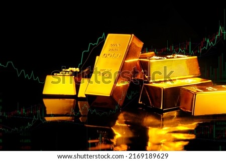  Gold bars on a white background, Business and Financial concepts.
