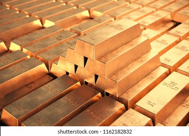 Gold Bars Pyramid.
Concept Of Wealth.