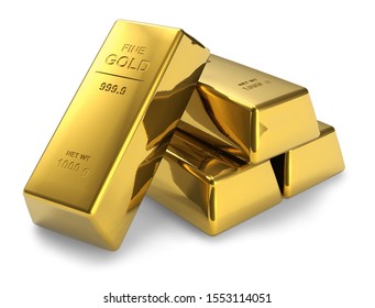 gold bars in white background - Shutterstock ID 1553114051