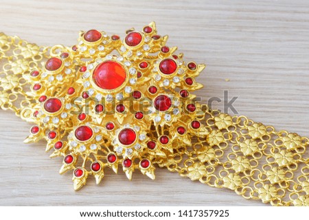 gold belt Thai style with red gem and diamond