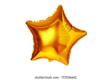  Gold Big Star Metallic Balloon Isolated On White