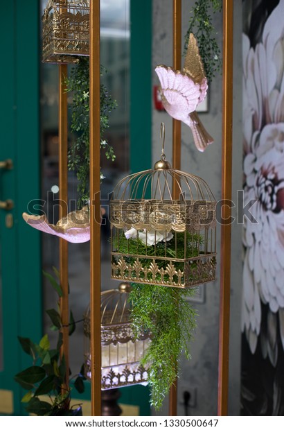 Gold Birdcage Decoration Flower Birdcage Stock Photo Edit Now
