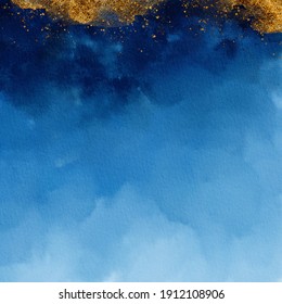 Gold And Blue Watercolor Background Ombre Texture