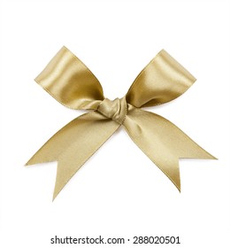 Gold Bow Isolated On White Background.