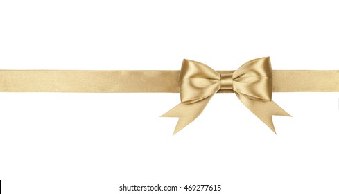 Gold bow isolated on white background. - Shutterstock ID 469277615