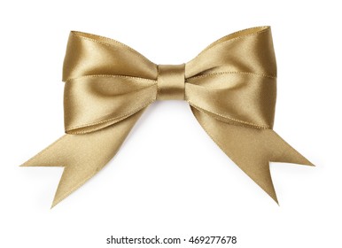 Gold Bow Isolated On White Background.