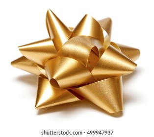 Gold Bow Isolated On The White Background