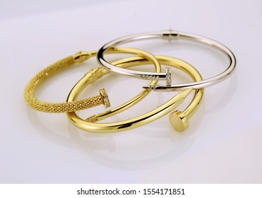 Gold Bracelet Fancy On White Background