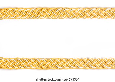 Gold Braid Weaving, Scythe On White  Backgrounds